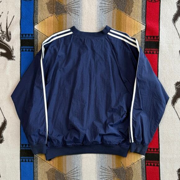 Vintage 90s Adidas Pullover Windbreaker Size Medium Embroidered 3 Stripes Navy - Picture 5 of 8